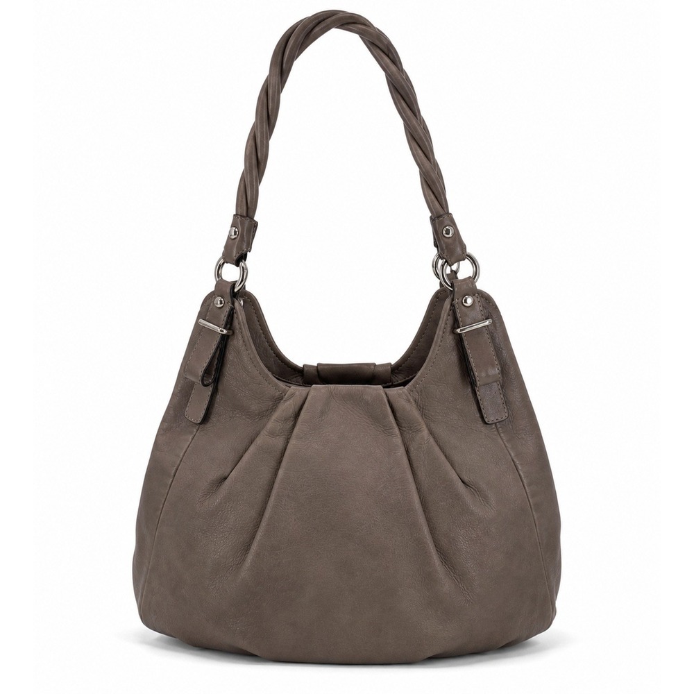 Coach Madison Maggie Shoulder Bag Shimmery Taupe Grey Twisted Handles 177777